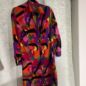 Live 4 Truth Multicolor Abstract Button-Front Long Sleeve Dress